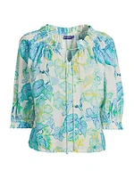 Havana Leaf Print Cotton Top
