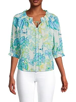 Havana Leaf Print Cotton Top