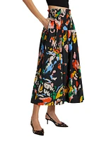 Jayden Printed Cotton Midi-Skirt