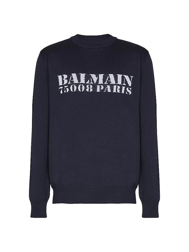 Big Stamp Knit Wool Sweater