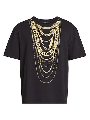 Trompe L'œil Chains-Print Cotton T-Shirt