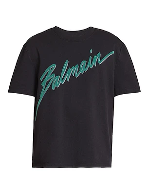 Flocked Logo Cotton T-Shirt