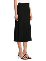 Flared Ribbed-Knit Midi-Skirt