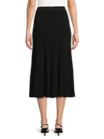 Flared Ribbed-Knit Midi-Skirt