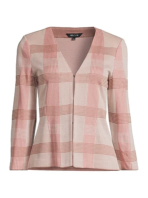 Tailored Plaid Knit Jacket