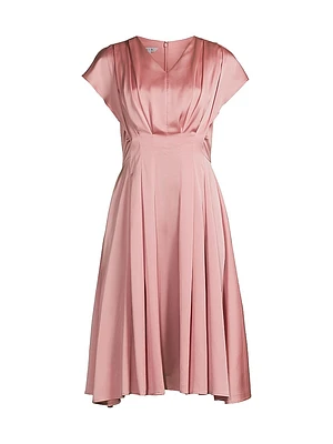 Charmeuse Flutter-Sleeve Dress