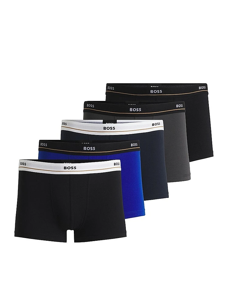 Three-Pack of Stretch-Cotton Trunks with Logo Waistbands