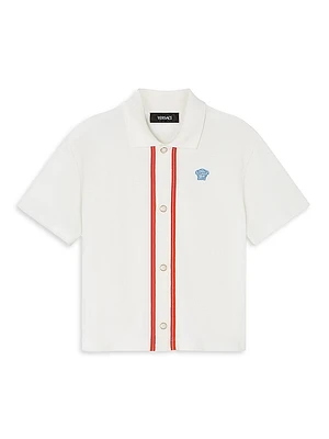 Little Boy's & Medusa Embroidery Piqué Shirt