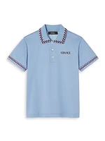 Little Boy's & Logo Damier Piqué Polo Shirt