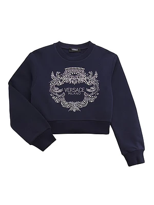 Little Girl's & Rhinestone Logo Crest Fleece Sweatshirt