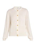 Rib-Knit Wool Cardigan