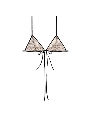 Polka-Dot Silk Chiffon Bra Top