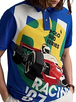 Classic-Fit Mesh Graphic Polo Shirt