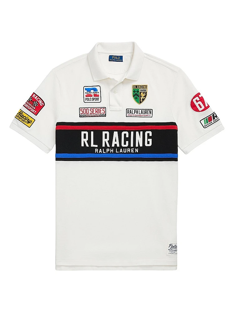 Classic-Fit Mesh Graphic Polo Shirt