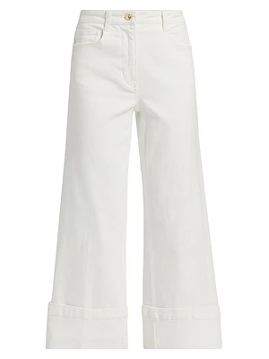 Eros High-Rise Wide-Leg Cuffed Jeans