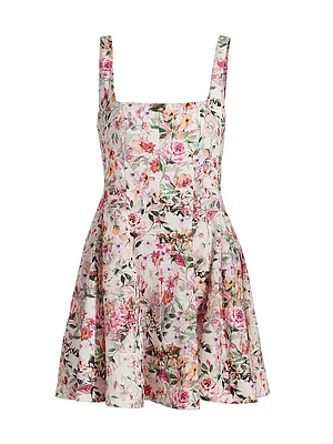 Courtney Floral Linen-Blend Fit & Flare Minidress