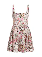 Courtney Floral Linen-Blend Fit & Flare Minidress