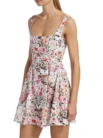 Courtney Floral Linen-Blend Fit & Flare Minidress