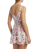 Courtney Floral Linen-Blend Fit & Flare Minidress