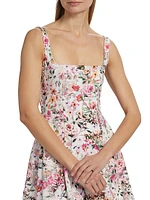 Courtney Floral Linen-Blend Fit & Flare Minidress