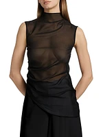 Ruched Sheer Georgette Top