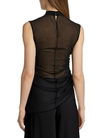 Ruched Sheer Georgette Top
