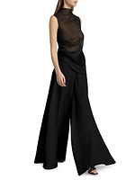 Ruched Sheer Georgette Top