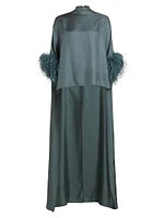 Feather-Trimmed Silk Twill High-Low Top