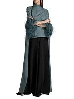 Feather-Trimmed Silk Twill High-Low Top