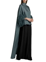 Feather-Trimmed Silk Twill High-Low Top