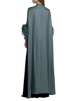 Feather-Trimmed Silk Twill High-Low Top