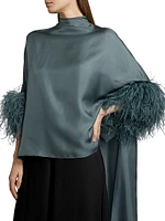 Feather-Trimmed Silk Twill High-Low Top