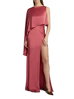 Satin Asymmetric Draped Gown