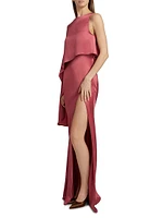 Satin Asymmetric Draped Gown