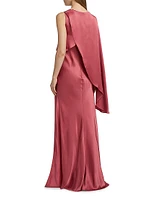 Satin Asymmetric Draped Gown