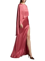 Satin Asymmetric Draped Gown