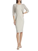 Virgin Wool-Blend Crewneck Sheath Midi-Dress