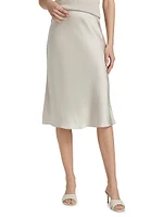 Charmeuse Bias-Cut Midi-Skirt