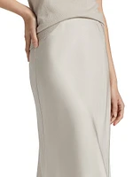 Charmeuse Bias-Cut Midi-Skirt
