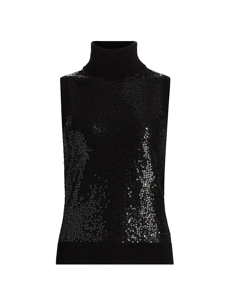 Sequined Cashmere Turtleneck Sweater