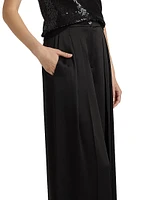 Hammered Satin High-Rise Palazzo Pants