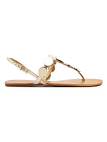Acacia Metallic Leather T-Strap Sandals