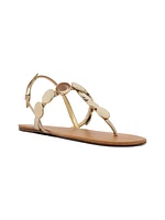 Acacia Metallic Leather T-Strap Sandals