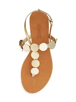 Acacia Metallic Leather T-Strap Sandals