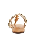 Acacia Metallic Leather T-Strap Sandals