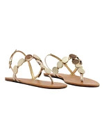 Acacia Metallic Leather T-Strap Sandals