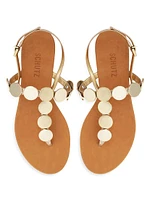 Acacia Metallic Leather T-Strap Sandals