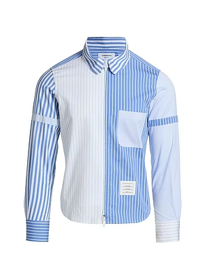 Multi-Pinstriped Poplin Zip Shirt