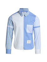 Multi-Pinstriped Poplin Zip Shirt