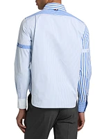 Multi-Pinstriped Poplin Zip Shirt